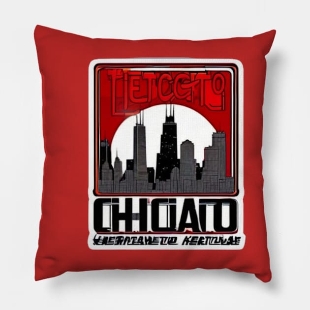 chicago sticker Pillow by Mcvipa⭐⭐⭐⭐⭐