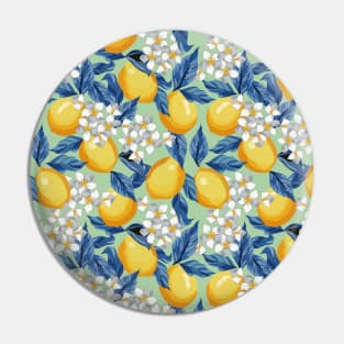 Lemons Pattern On Green Pin