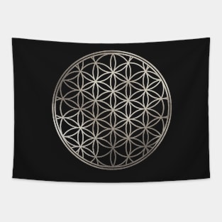 Flower of Life, Faux Silver Foil Tapestry