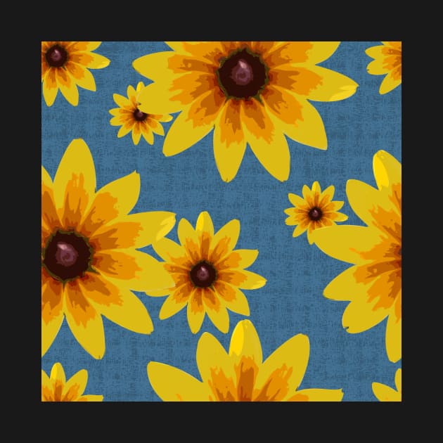 Blackeyed Susan on Burlap Blue Repeat 5748 by ArtticArlo