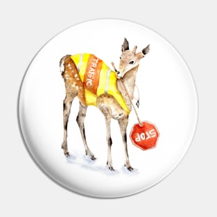 Deer with a stop sign Pin