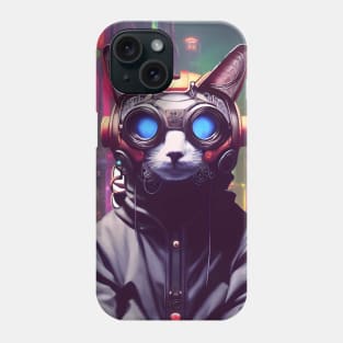 Techno Cat In Japan Neon City Phone Case