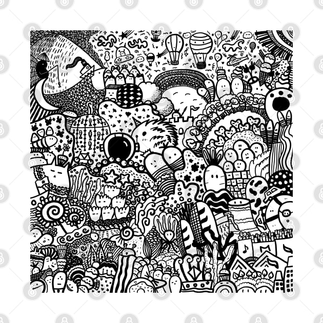 black and white doodle art by SlyAR07