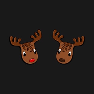 Christmas Cartoon Reindeer Pair Doodle, made by EndlessEmporium T-Shirt