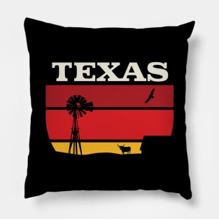 Texas longhorn sunset Retro Vintage Design Gift T-Shirt Pillow