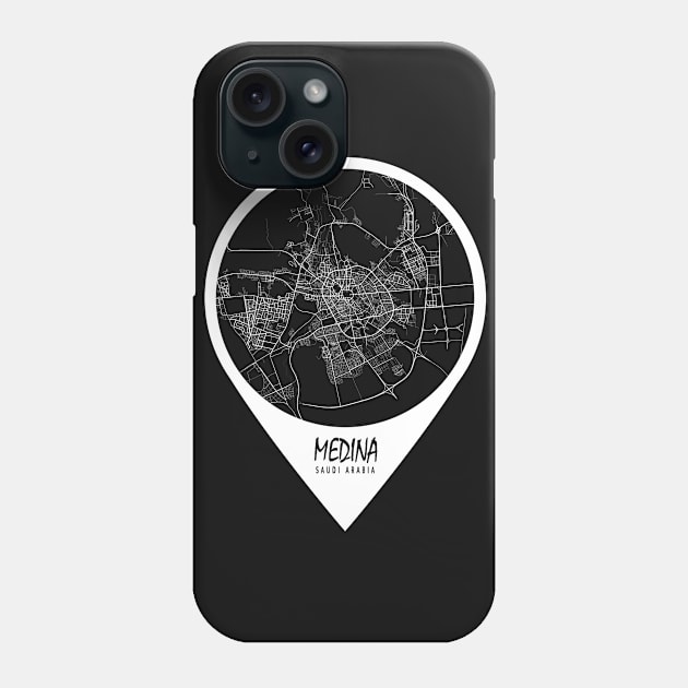 Medina, Saudi Arabia City Map - Travel Pin Phone Case by deMAP Studio