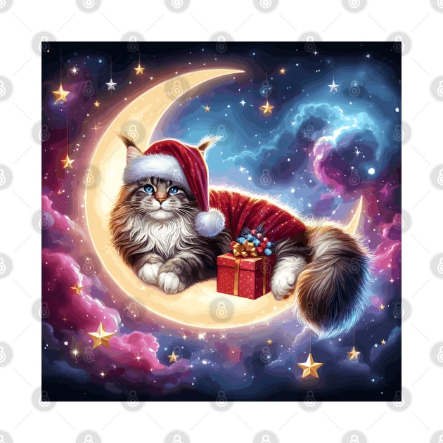 Maine Coon Cat On The Moon Christmas by Graceful Designs