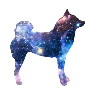 Lilly the Shiba Inu Silhouette - Galaxy on White T-Shirt