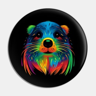 Beaver Face Cute and Funny Colorful Animal Art Lover Pin