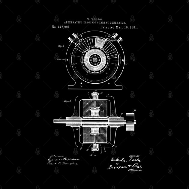 Tesla Electric Current Generator Patent 1891 by MadebyDesign