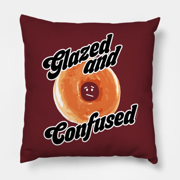 Glazed and Confused - funny vintage 70s donut design Pillow by eBrushDesign