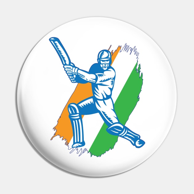 India Indian Cricket Player Batsman Design Pin by alltheprints