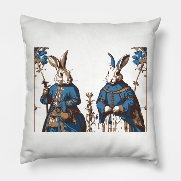 King Rabbits in Bosh style Pillow by lkn