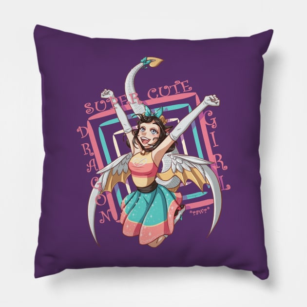 super cute dragon girl Pillow by DawnDragon Art