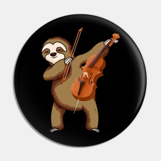 Vintage Retro Sloth Player Love Violin Musical instrument Pin