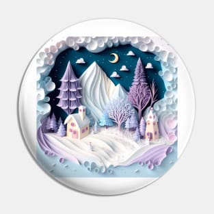 papercut illustration of magical winter, paper quilling, voxel Pin