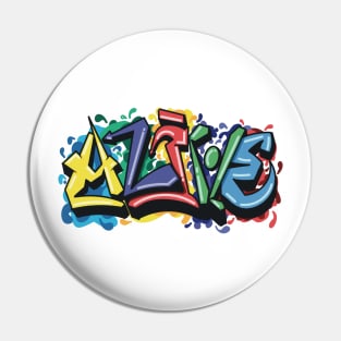 Alive grafitti t-shirt Pin