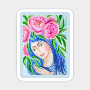 My Peonies Watercolor Painting Magnet