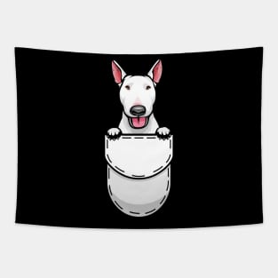 Funny Bull Terrier Pocket Dog Tapestry