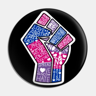 Bi Pride BLM Words Fist Pin