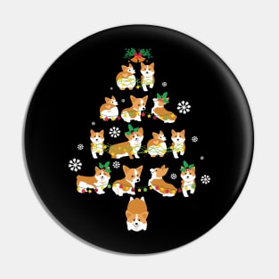 Snow Corgi Dogs Xmas Tree Merry Christmas Day Dog Dad Mom Pin