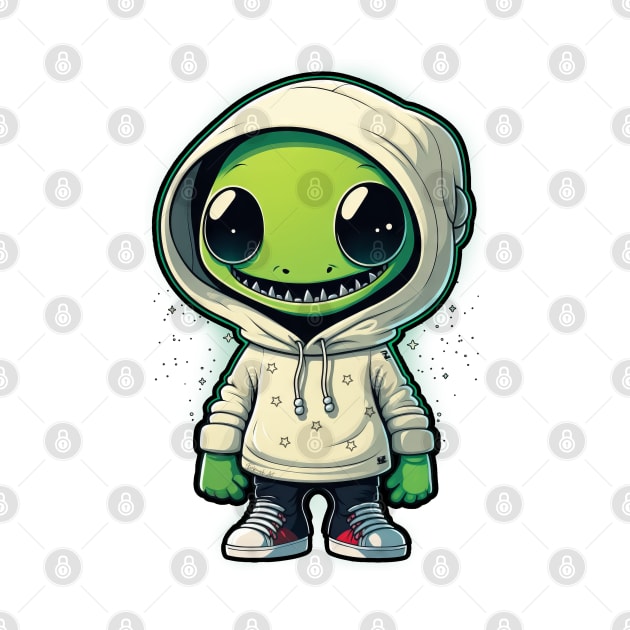 Cool Alien with a Hooded Pullover design #2 by Farbrausch Art