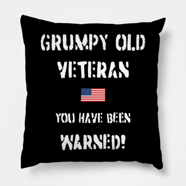 Grumpy Old Veteran (USA) Pillow by BearCaveDesigns