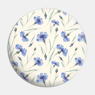 Botanical Floral Seamless pattern- delicate cornflowers Pin