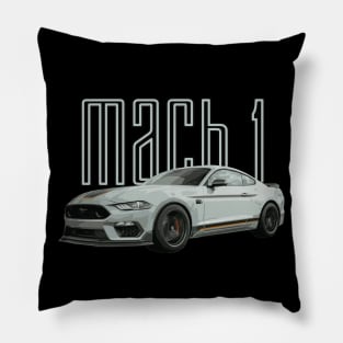 MACH 1 Mustang GT 5.0L V8 Performance Car Fighter Jet Gray Pillow