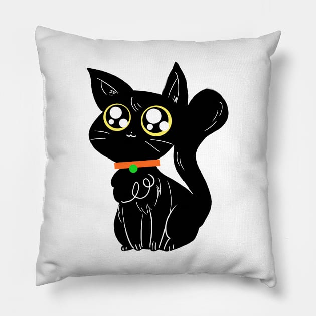 Cute Halloween Black Cat Pillow by saradaboru