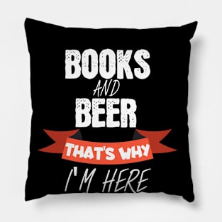 Bookworm books and beer Pillow