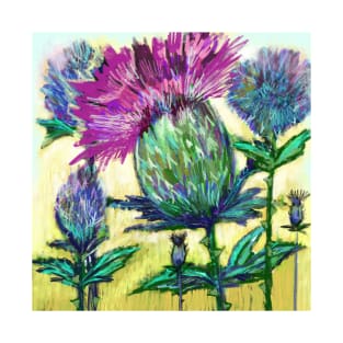 Scottish Thistle Flower In The Sunny Wheat Field T-Shirt