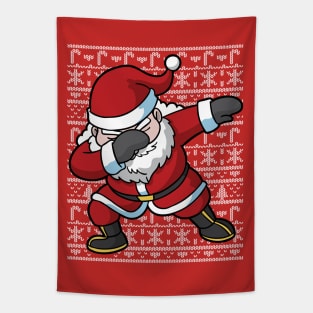 Dabbing Santa Claus Ugly Christmas Sweater Tapestry