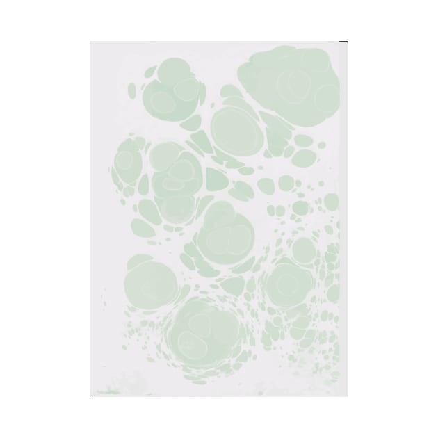 Ebru Paper Marbling Pastel Green Paint Spill Bubbles by fivemmPaper