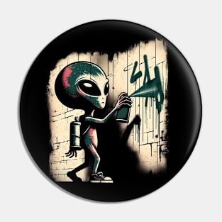 Urban Alien Graffiti Artist T-Shirt - Street Art Enthusiast Tee Pin