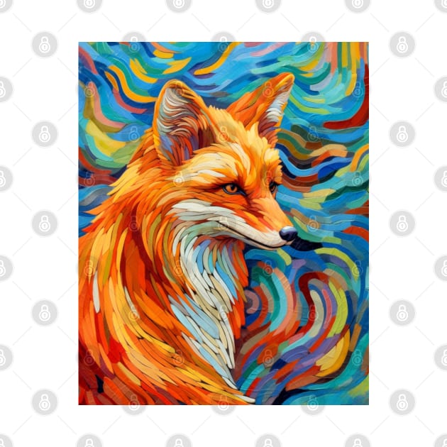 Spectrum Fox: Radiant Op Art Red Fox Design by Unboxed Mind of J.A.Y LLC 