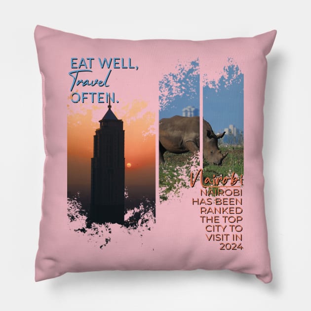 Eat Well, Travel Often. Pillow by TeeText