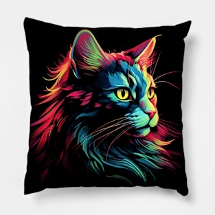 Neon Kitty #3 Pillow