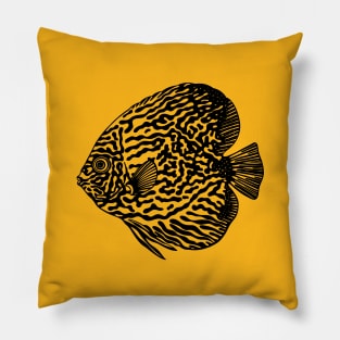 Discus Fish or Pompadour Fish - animal ink art drawing Pillow