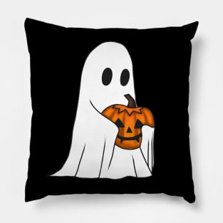 Spooky Ghost Boy Loves His Jack-o-lantern II Pillow