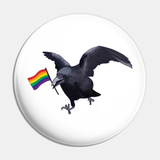 Gay Pride Crow Friend Pin