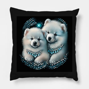 Crystal Samoyed Puppies Pillow