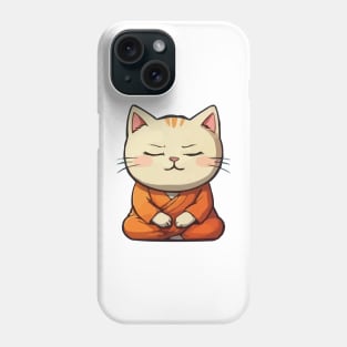 Cute Meditating Cartoon Monk Cat Phone Case