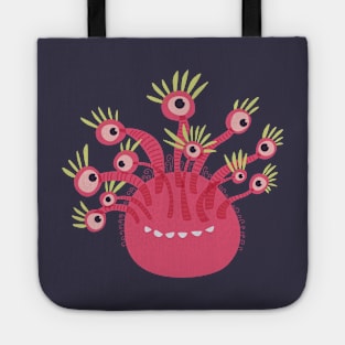 Funny Pink Cute Monster With Eleven Eyes Tote