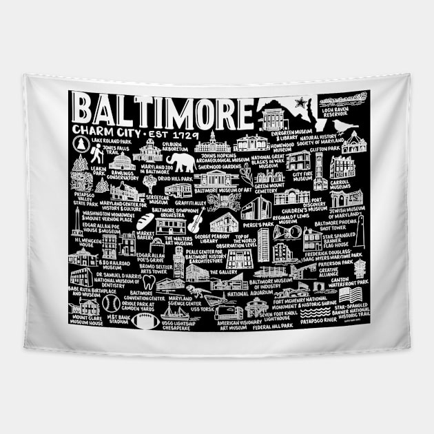 Baltimore Map Tapestry by fiberandgloss