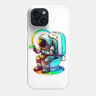 Colorful Space Astronaut on the Toilet Sticker #10 Phone Case