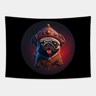 Pirate jumping pug Tapestry