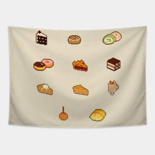 Desserts + garlic bread pixel art Tapestry