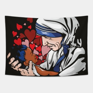 Mother Teresa With Child Tapestry