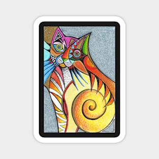 Abstract Cat Magnet